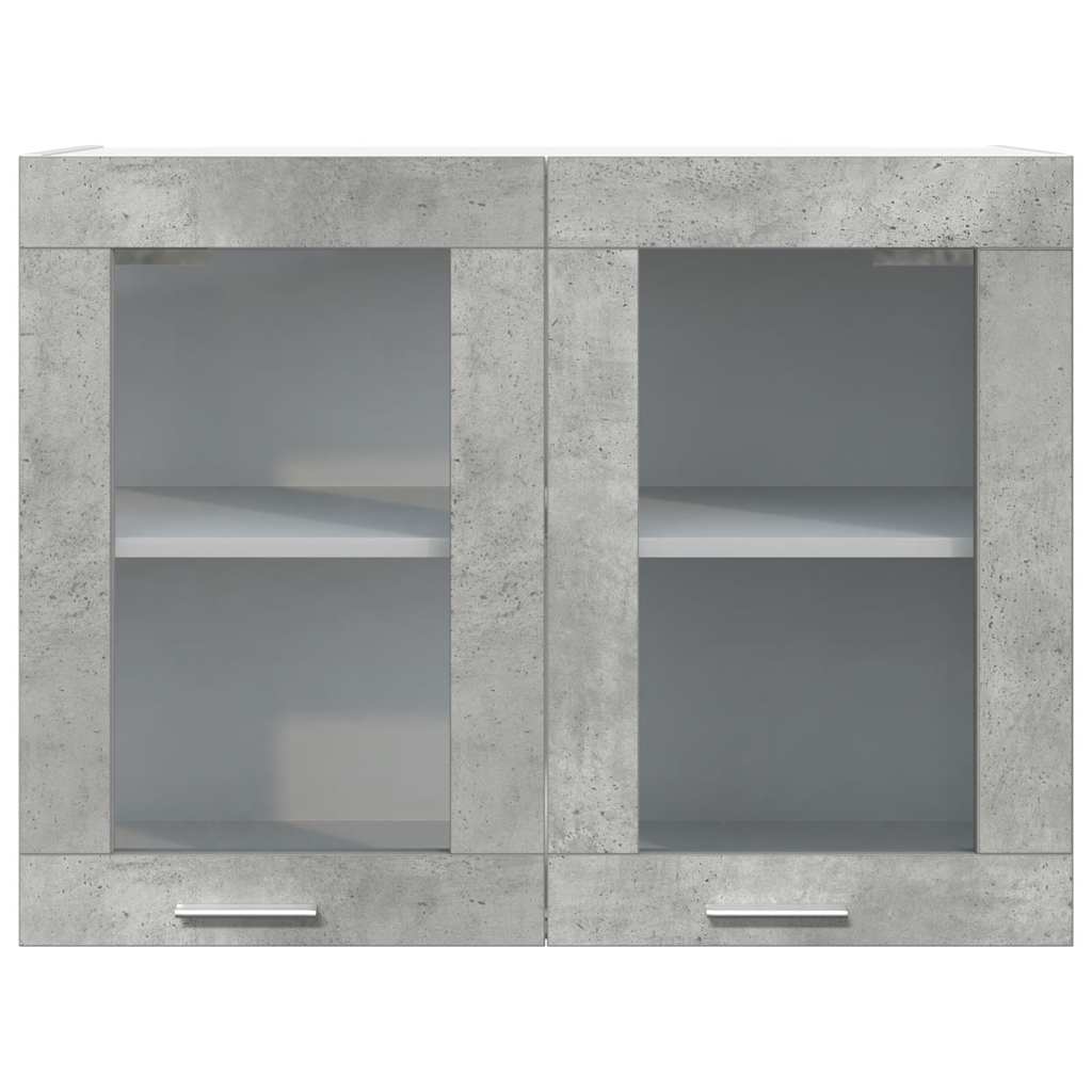 vidaXL Dulap de sticlă suspendat “Lyon” gri beton 80x31x60 cm
