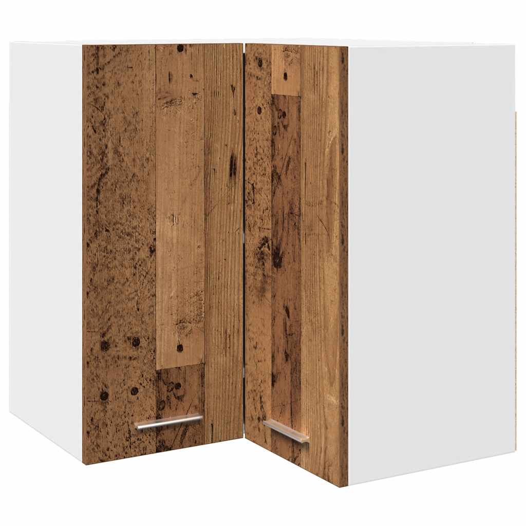 vidaXL Dulap suspendat de colț “Lyon”, Lemn vechi, 57x57x60 cm, PAL vidaXL Dulap suspendat de colț “Lyon”, Lemn vechi, 57x57x60 cm, PAL