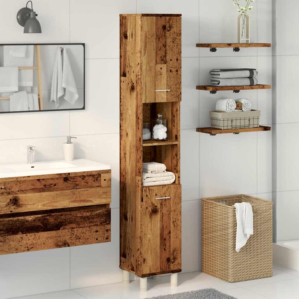 vidaXL Dulap de baie, lemn vechi, 30x30x179 cm, lemn prelucrat