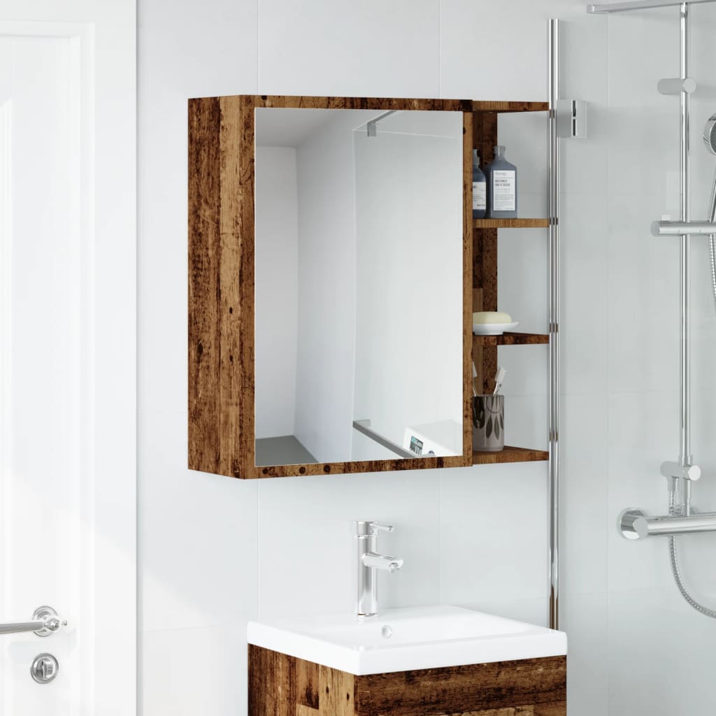 vidaXL Dulap baie cu oglindă lemn vechi 62,5x20,5x64 cm lemn prelucrat vidaXL Dulap baie cu oglindă lemn vechi 62,5x20,5x64 cm lemn prelucrat