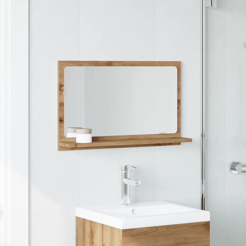 vidaXL Dulap baie cu oglindă stejar artizanal 60x11x37 cm, lemn vidaXL Dulap baie cu oglindă stejar artizanal 60x11x37 cm, lemn