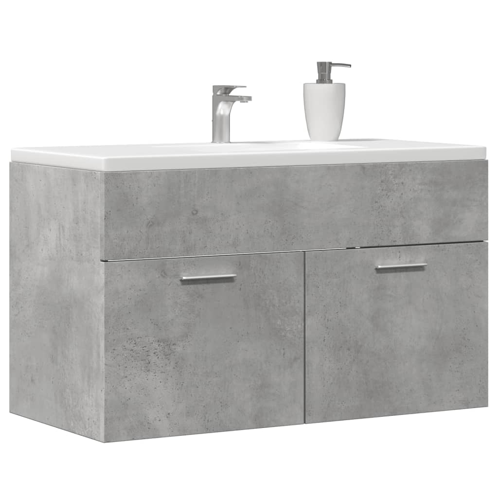 vidaXL Dulap de chiuvetă baie gri beton, 90x38,5x46 cm, lemn prelucrat vidaXL Dulap de chiuvetă baie gri beton, 90x38,5x46 cm, lemn prelucrat