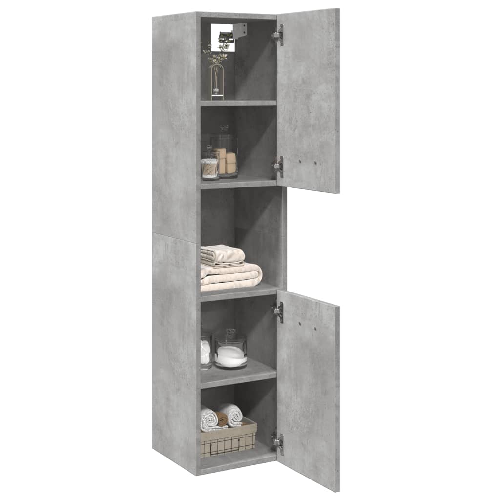 vidaXL Dulap suspendat de baie, gri beton, 30x30x130 cm lemn prelucrat