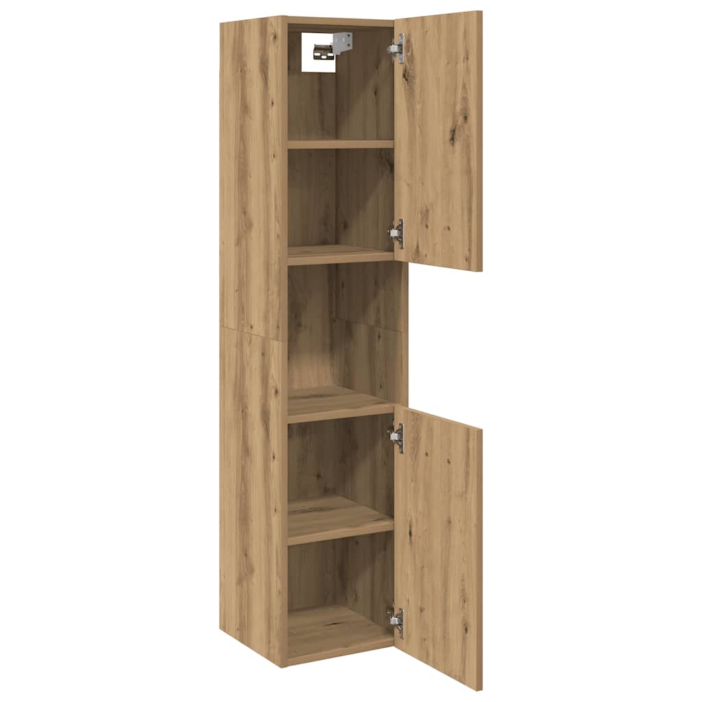vidaXL Dulap suspendat de baie, stejar artizanal, 30x30x130 cm, lemn