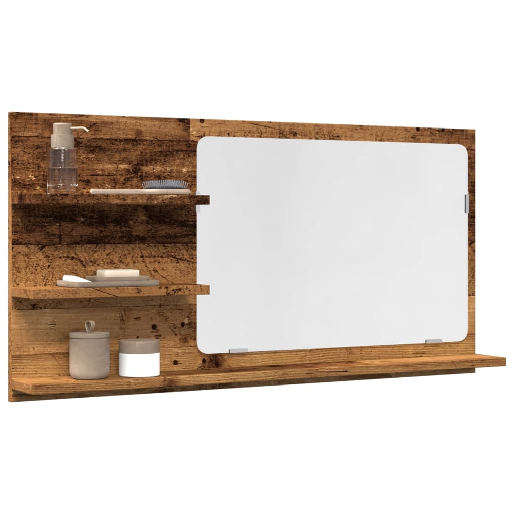vidaXL Dulap baie cu oglindă, lemn vechi, 90x11x45 cm, lemn prelucrat vidaXL Dulap baie cu oglindă, lemn vechi, 90x11x45 cm, lemn prelucrat