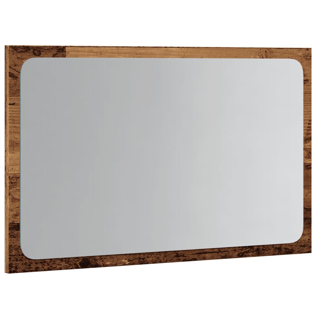 vidaXL Oglindă de baie cu lumină LED, lemn vechi, 60x8,5x38 cm