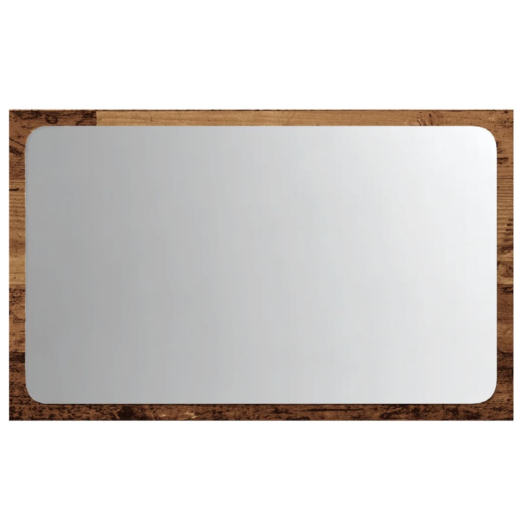 vidaXL Oglindă de baie cu lumină LED, lemn vechi, 60x8,5x38 cm