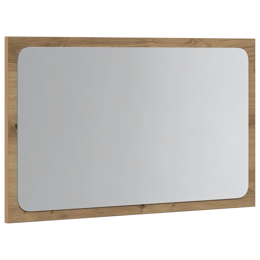 vidaXL Oglindă de baie cu lumină LED, stejar artizanal, 60x8,5x38 cm