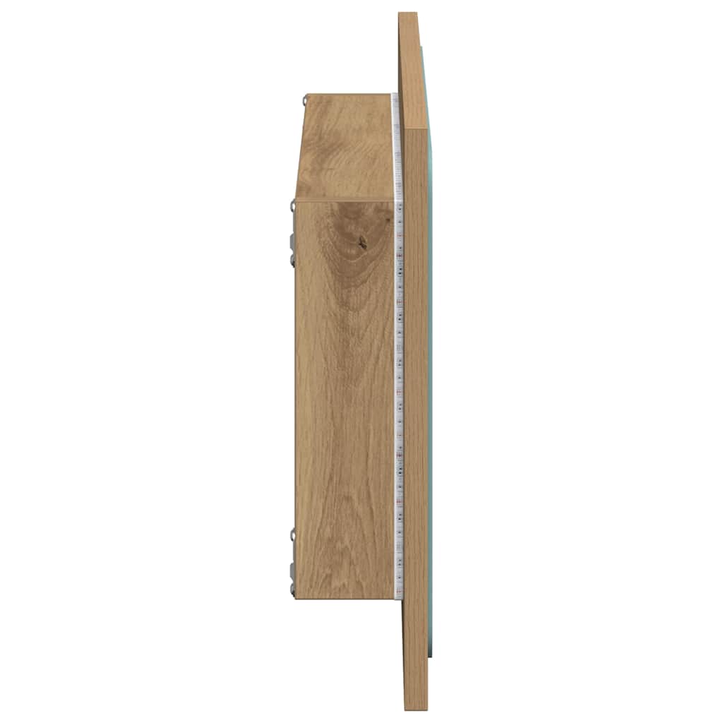 vidaXL Oglindă de baie cu lumină LED, stejar artizanal, 60x8,5x38 cm