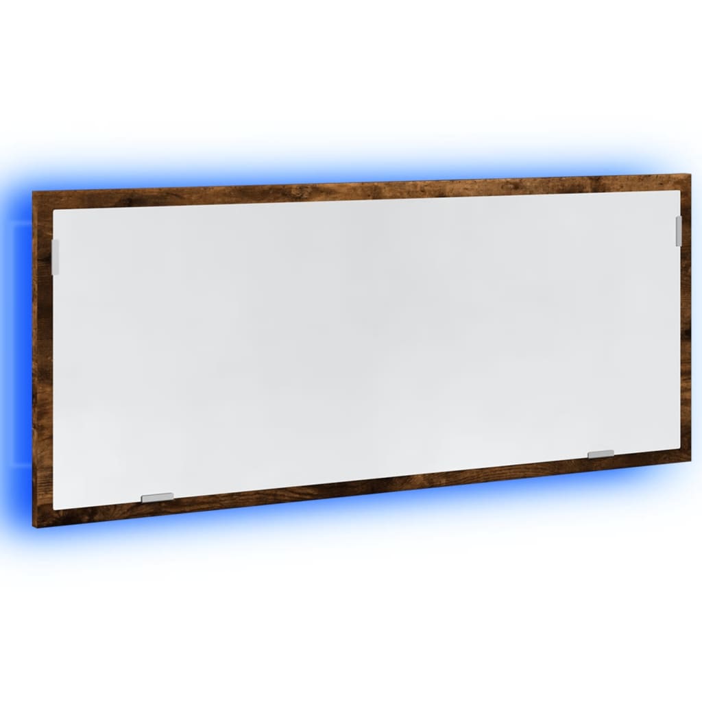 vidaXL Oglindă de baie LED stejar fumuriu 100x8,5x37 cm lemn prelucrat