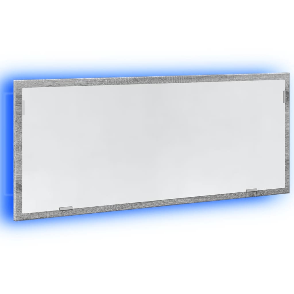 vidaXL Oglindă de baie LED sonoma gri, 100x8,5x37 cm lemn prelucrat