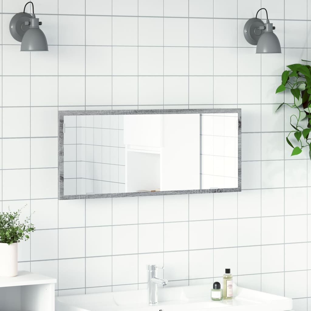vidaXL Oglindă de baie LED sonoma gri, 100x8,5x37 cm lemn prelucrat