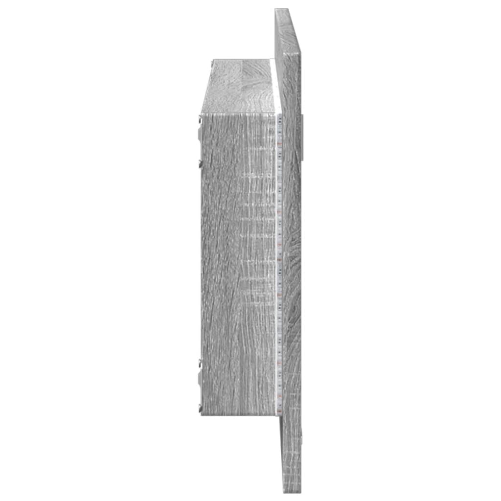 vidaXL Oglindă de baie LED sonoma gri, 100x8,5x37 cm lemn prelucrat