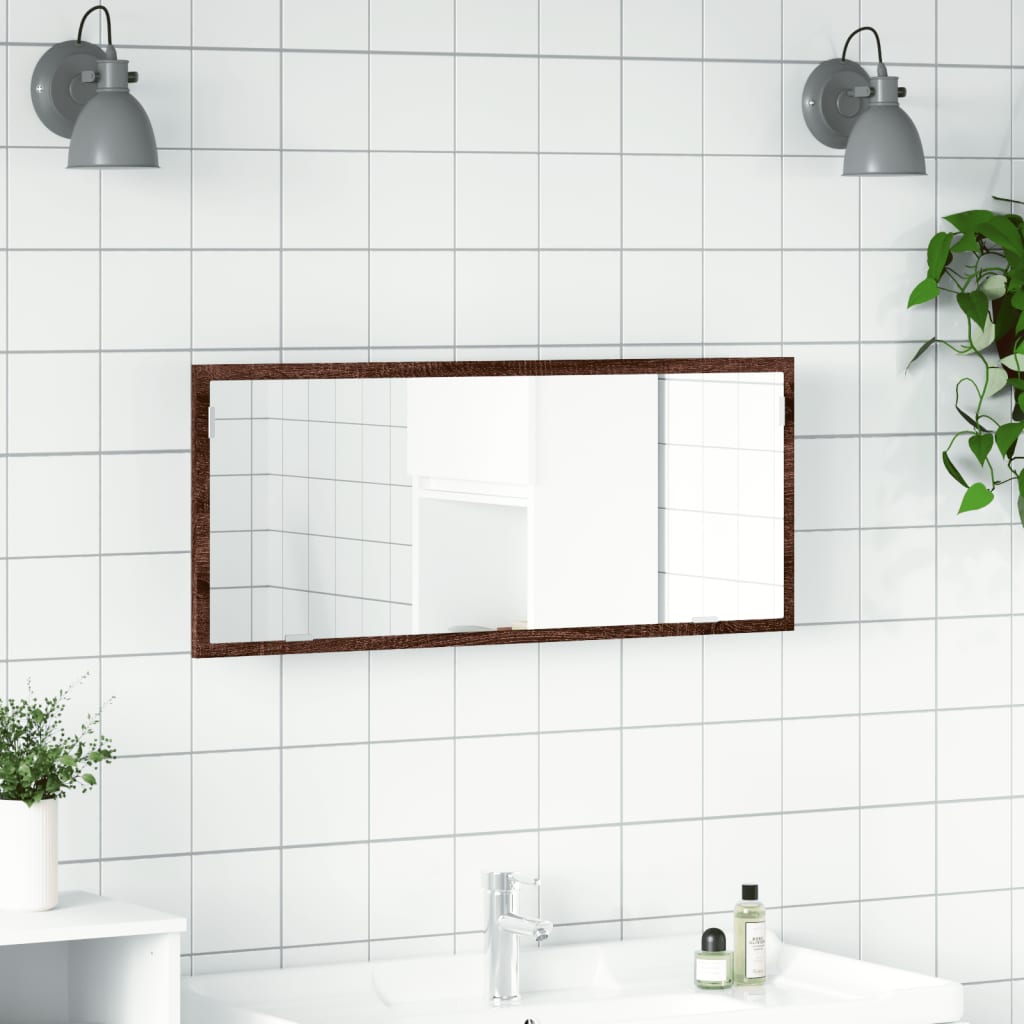 vidaXL Oglindă de baie LED stejar maro, 100x8,5x37 cm lemn prelucrat