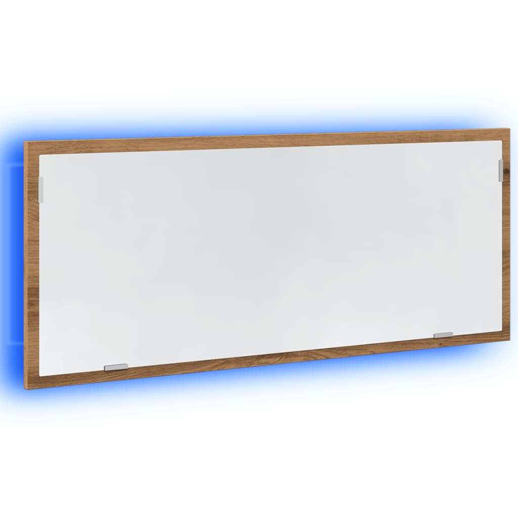 vidaXL Oglindă baie LED stejar artizanal, 100x8,5x37 cm lemn prelucrat