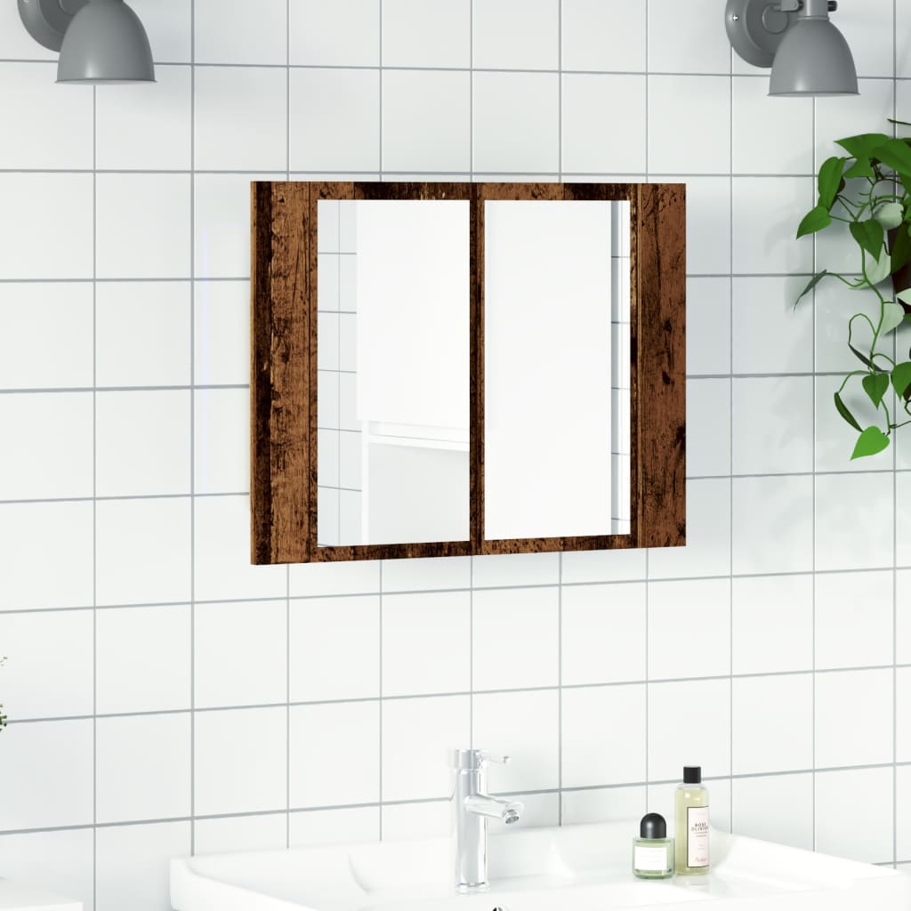 vidaXL Dulap cu oglindă & LED lemn vechi 60x12x45 cm lemn prelucrat vidaXL Dulap cu oglindă & LED lemn vechi 60x12x45 cm lemn prelucrat