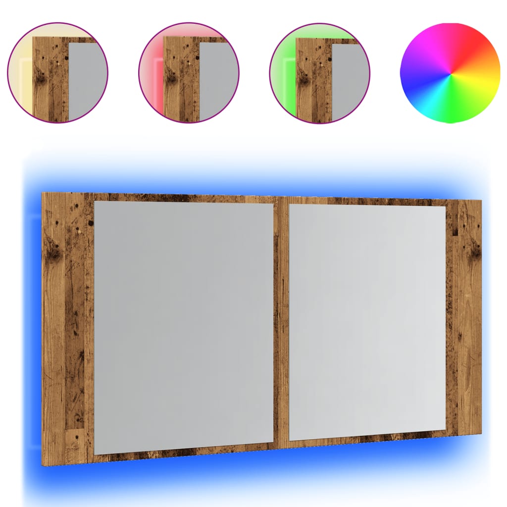 vidaXL Dulap cu oglindă & LED, lemn vechi, 90x11x45 cm, lemn prelucrat vidaXL Dulap cu oglindă & LED, lemn vechi, 90x11x45 cm, lemn prelucrat