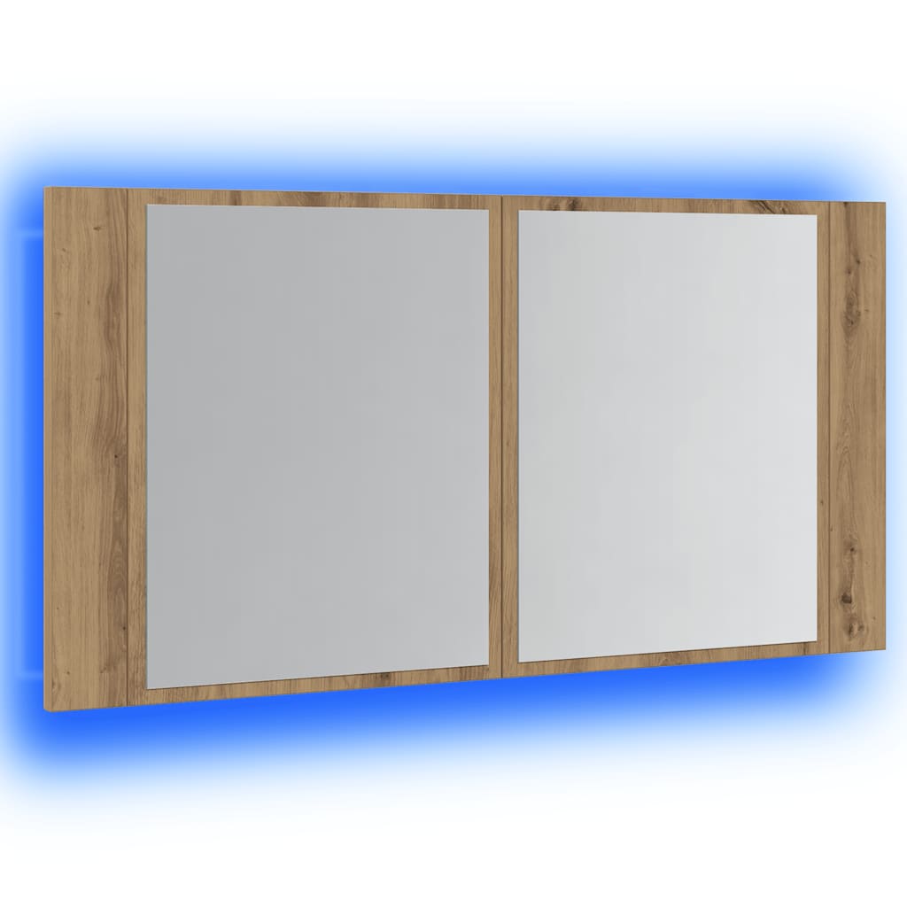 vidaXL Dulap cu oglindă & LED stejar artizanal 90x12x45 cm lemn vidaXL Dulap cu oglindă & LED stejar artizanal 90x12x45 cm lemn