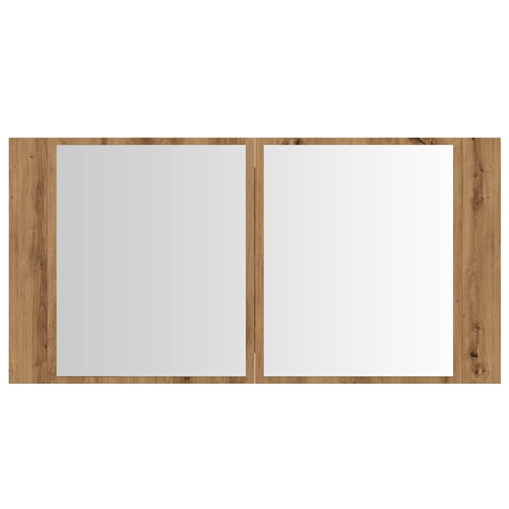 vidaXL Dulap cu oglindă & LED stejar artizanal 90x12x45 cm lemn vidaXL Dulap cu oglindă & LED stejar artizanal 90x12x45 cm lemn