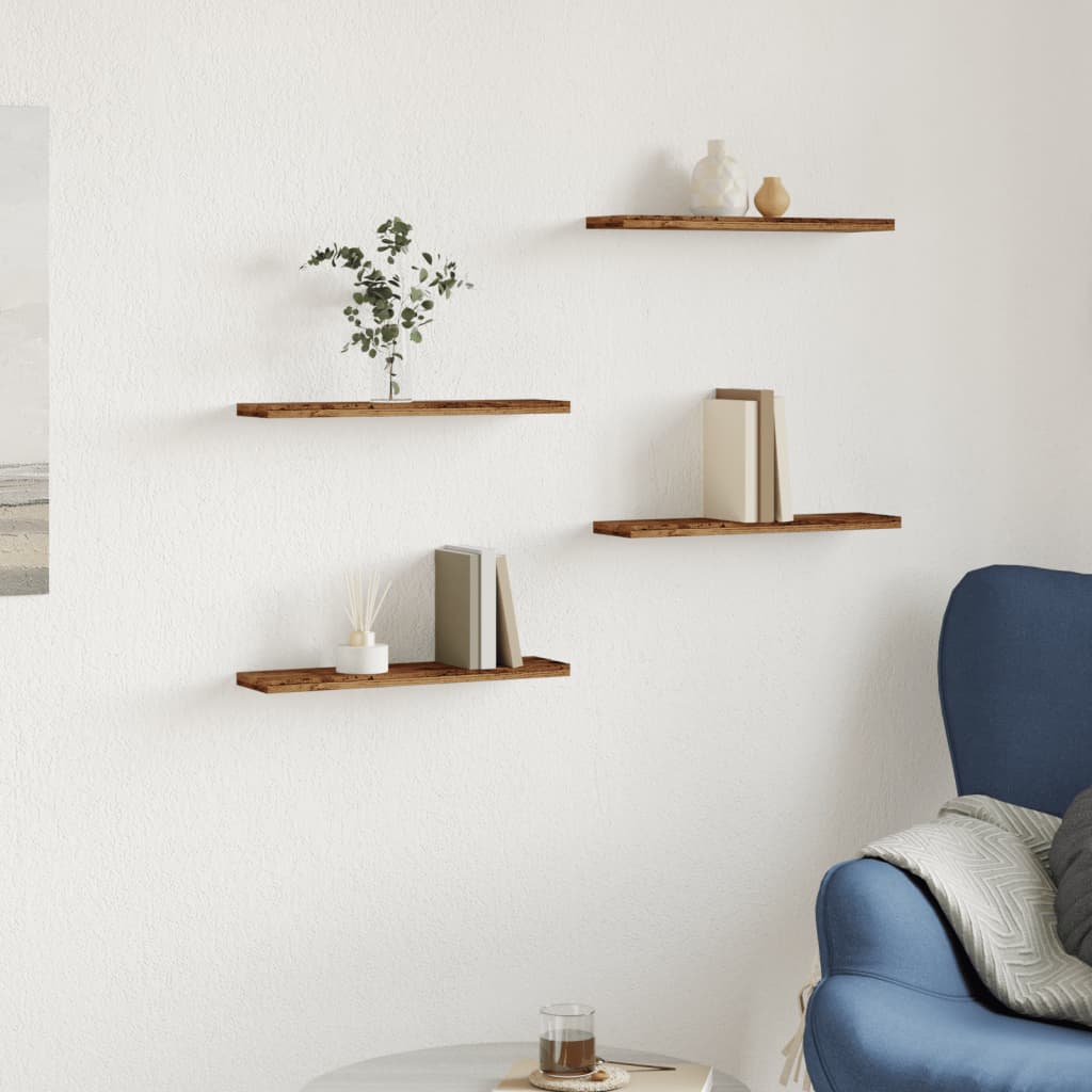 vidaXL Rafturi perete 4 buc., lemn vechi, 40x10x1,5 cm, lemn prelucrat vidaXL Rafturi perete 4 buc., lemn vechi, 40x10x1,5 cm, lemn prelucrat