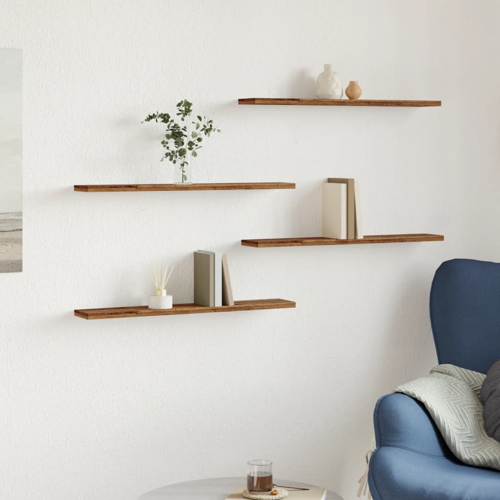 vidaXL Rafturi perete 4 buc., lemn vechi, 60x20x1,5 cm, lemn prelucrat vidaXL Rafturi perete 4 buc., lemn vechi, 60x20x1,5 cm, lemn prelucrat