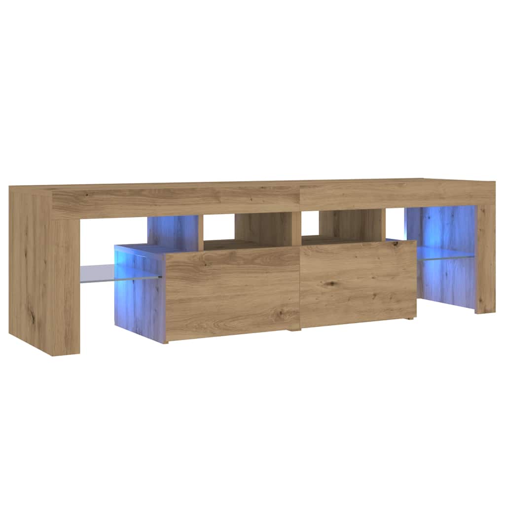 vidaXL Dulap TV cu LED stejar artizanal 140x36,5x40 cm lemn prelucrat