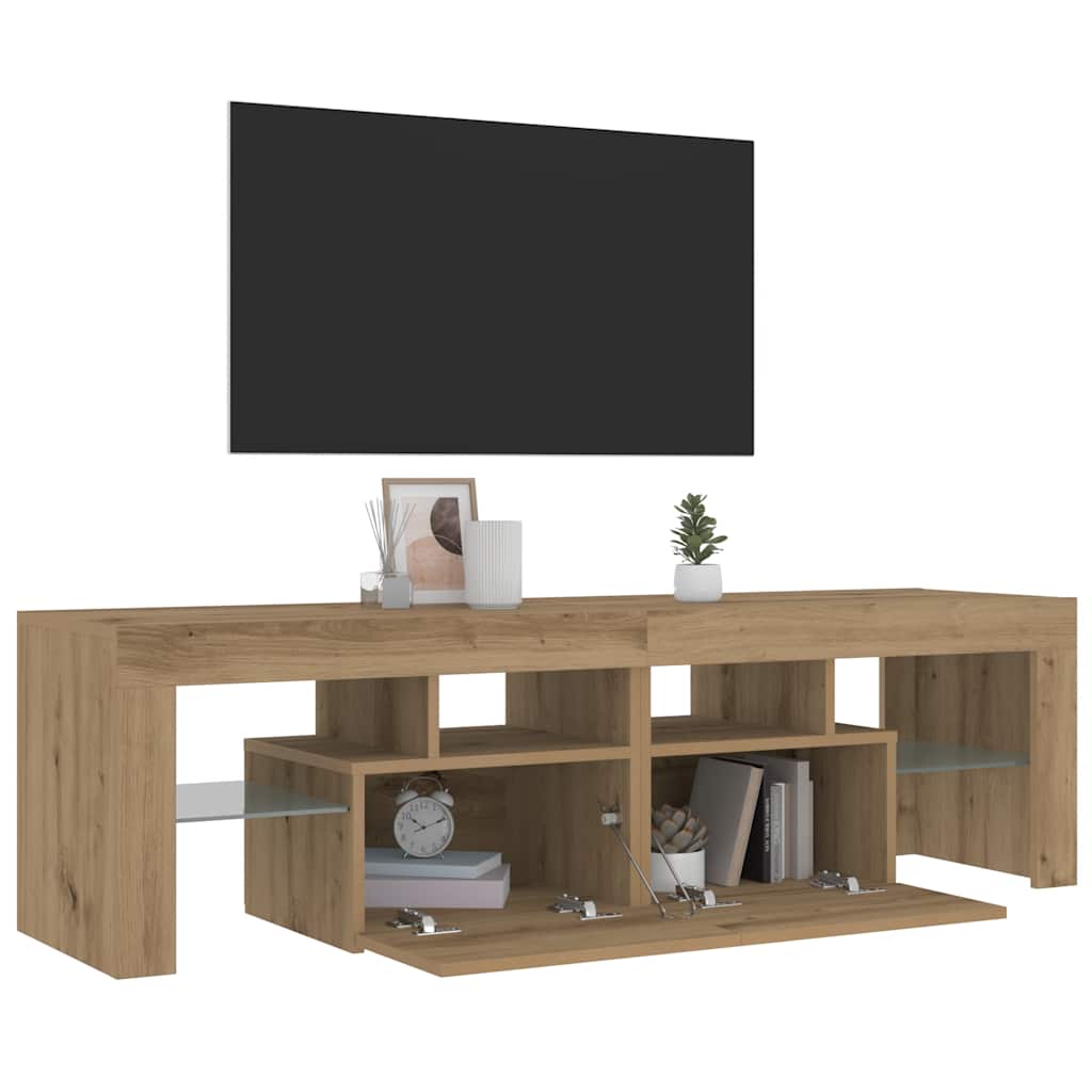 vidaXL Dulap TV cu LED stejar artizanal 140x36,5x40 cm lemn prelucrat