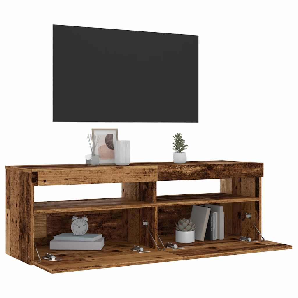 vidaXL Dulap TV cu lumini LED lemn vechi 120x35x40 cm lemn prelucrat vidaXL Dulap TV cu lumini LED lemn vechi 120x35x40 cm lemn prelucrat