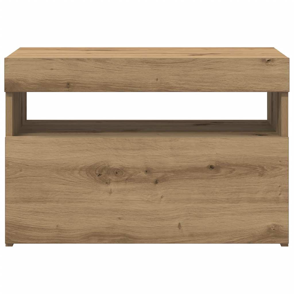 vidaXL Dulap TV cu LED stejar artizanal 60x35x40 cm lemn prelucrat