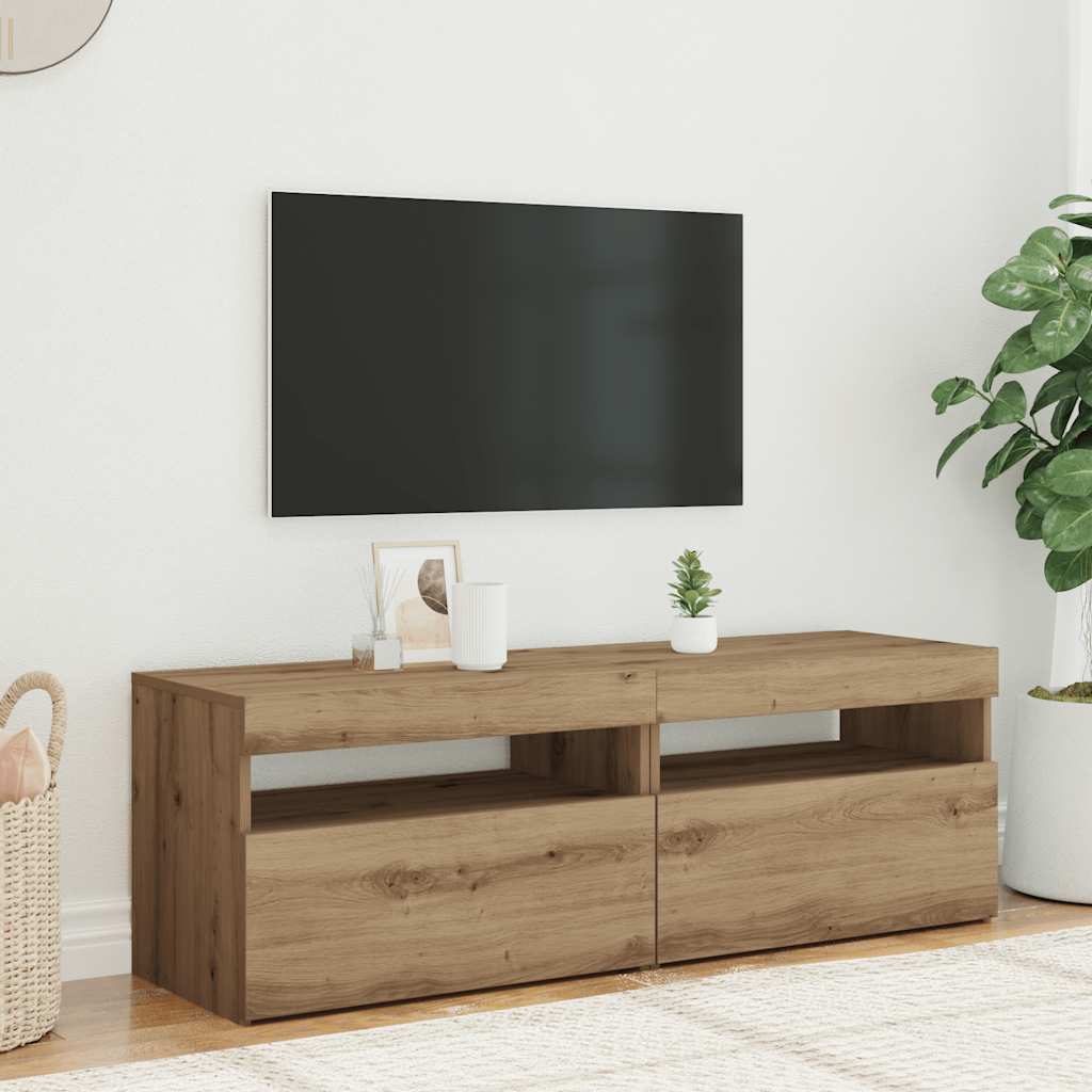 vidaXL Dulapuri TV 2 buc. cu LED stejar artizanal lemn prelucrat