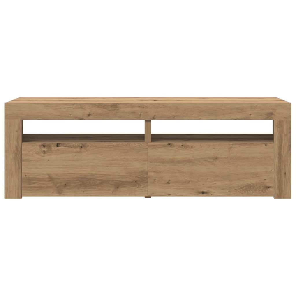 vidaXL Dulap TV cu LED stejar artizanal 120x35x40 cm lemn prelucrat