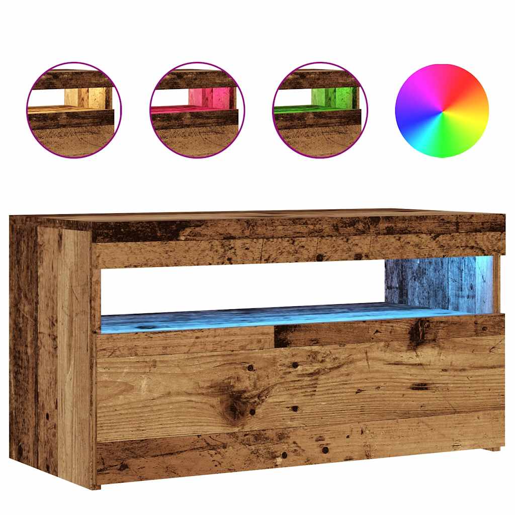 vidaXL Dulap TV cu lumini LED lemn vechi 75x35x40 cm lemn prelucrat vidaXL Dulap TV cu lumini LED lemn vechi 75x35x40 cm lemn prelucrat
