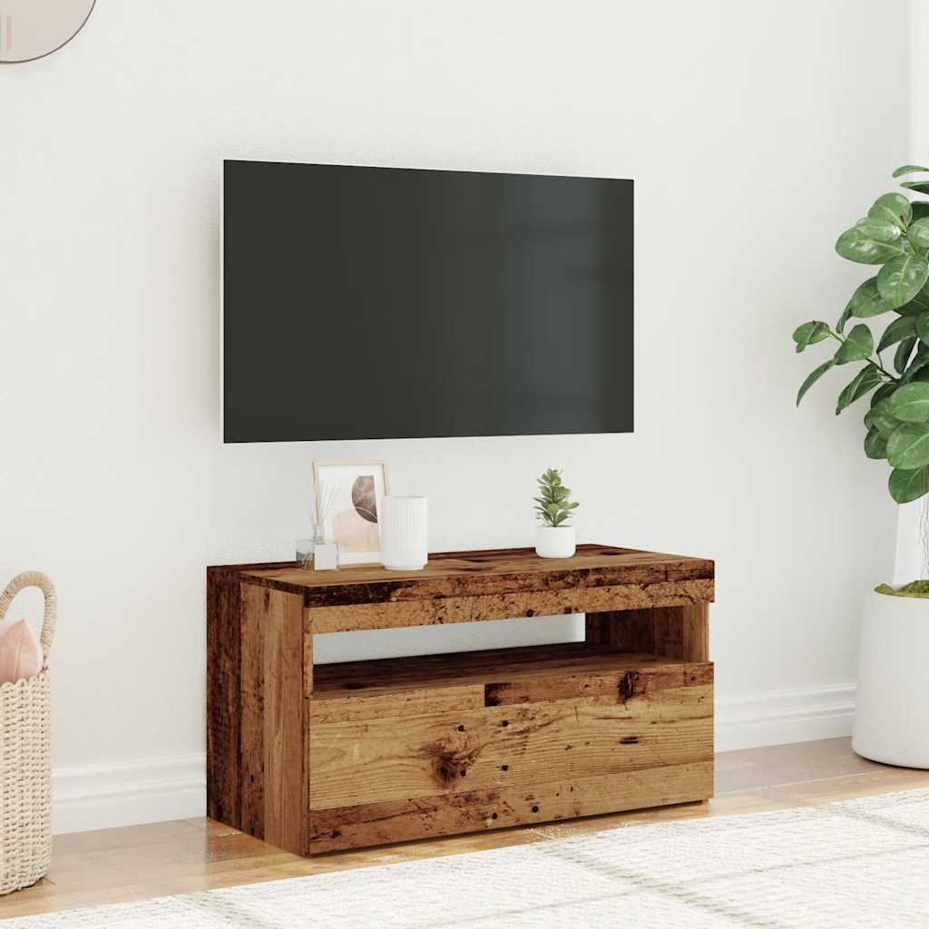 vidaXL Dulap TV cu lumini LED lemn vechi 75x35x40 cm lemn prelucrat vidaXL Dulap TV cu lumini LED lemn vechi 75x35x40 cm lemn prelucrat