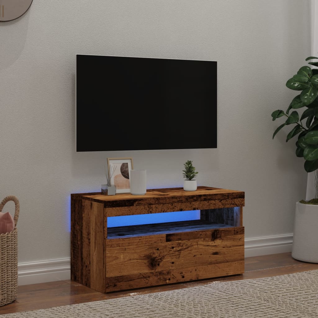 vidaXL Dulap TV cu lumini LED lemn vechi 75x35x40 cm lemn prelucrat vidaXL Dulap TV cu lumini LED lemn vechi 75x35x40 cm lemn prelucrat