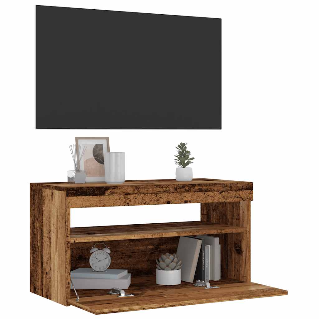 vidaXL Dulapuri TV cu lumini LED, 2 buc., lemn vechi, lemn prelucrat