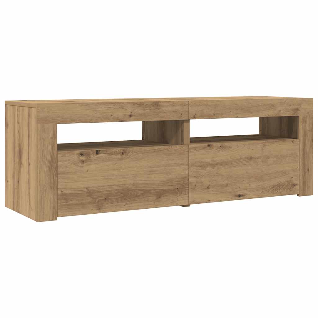 vidaXL Dulap TV cu LED stejar artizanal 120x35x40 cm lemn prelucrat