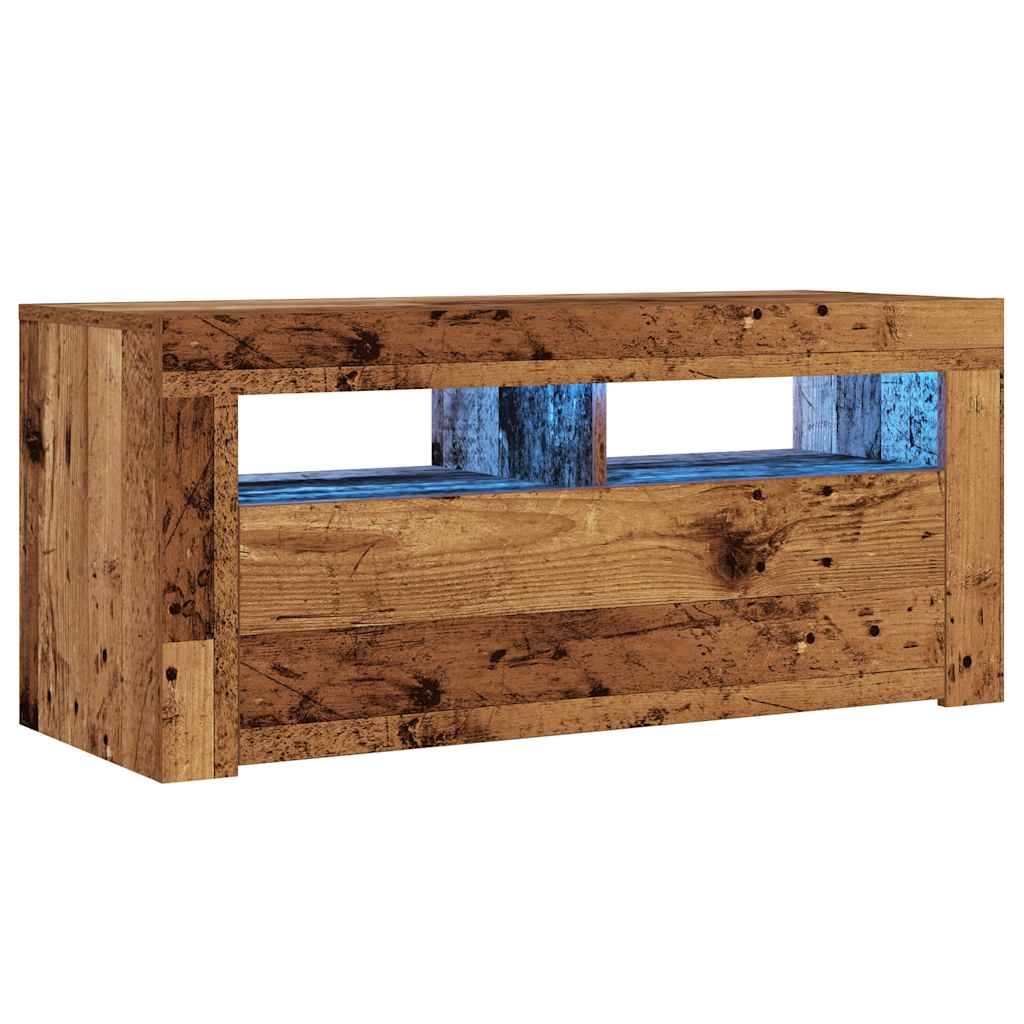 vidaXL Dulap TV cu lumini LED lemn vechi 90x35x40 cm lemn prelucrat vidaXL Dulap TV cu lumini LED lemn vechi 90x35x40 cm lemn prelucrat
