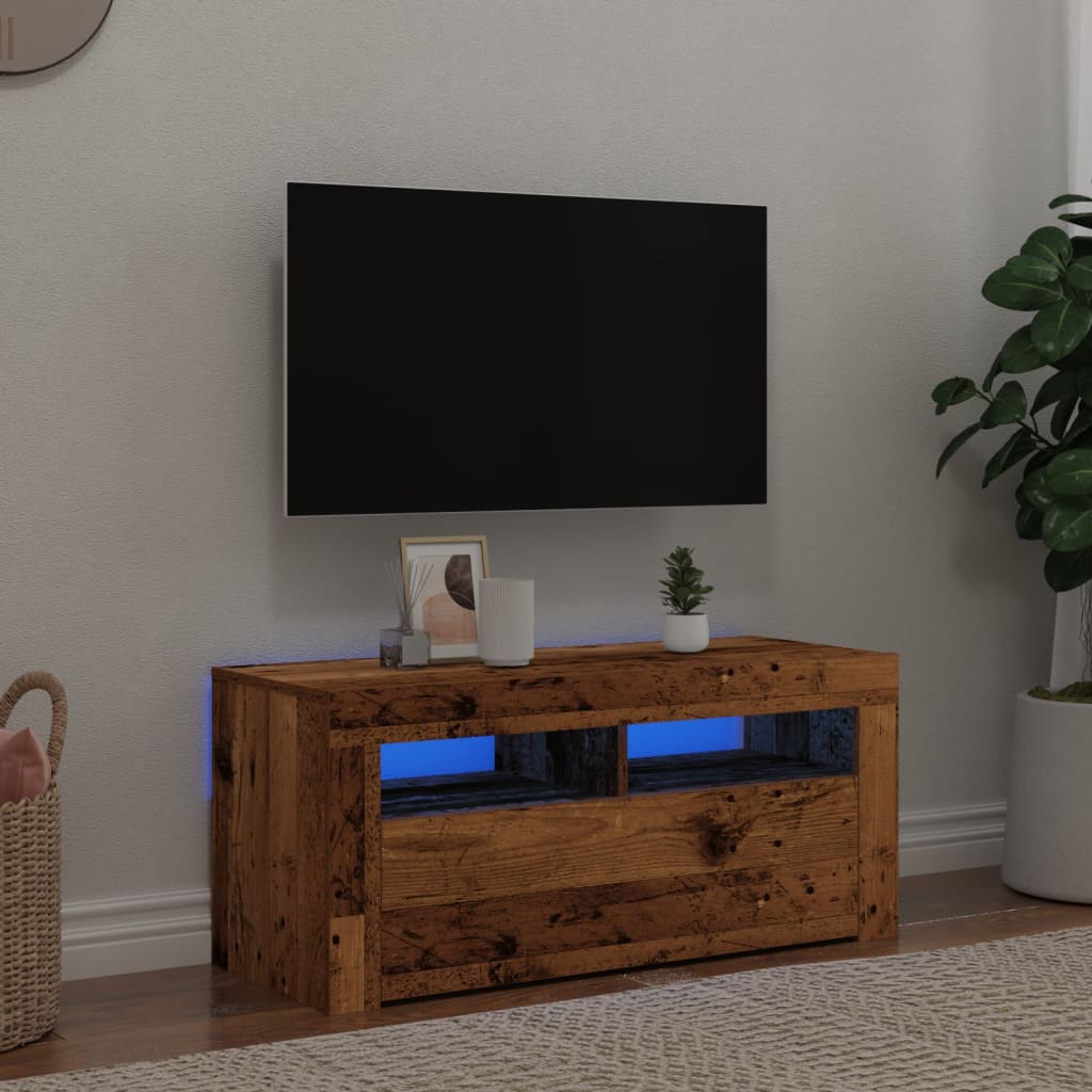 vidaXL Dulap TV cu lumini LED lemn vechi 90x35x40 cm lemn prelucrat vidaXL Dulap TV cu lumini LED lemn vechi 90x35x40 cm lemn prelucrat