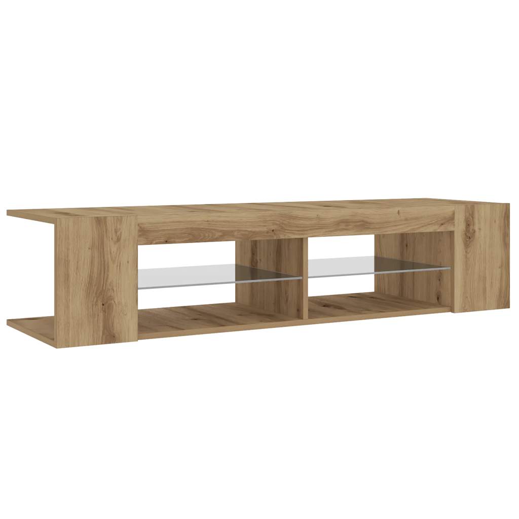 vidaXL Dulap TV cu LED stejar artizanal 135x39x30 cm lemn prelucrat