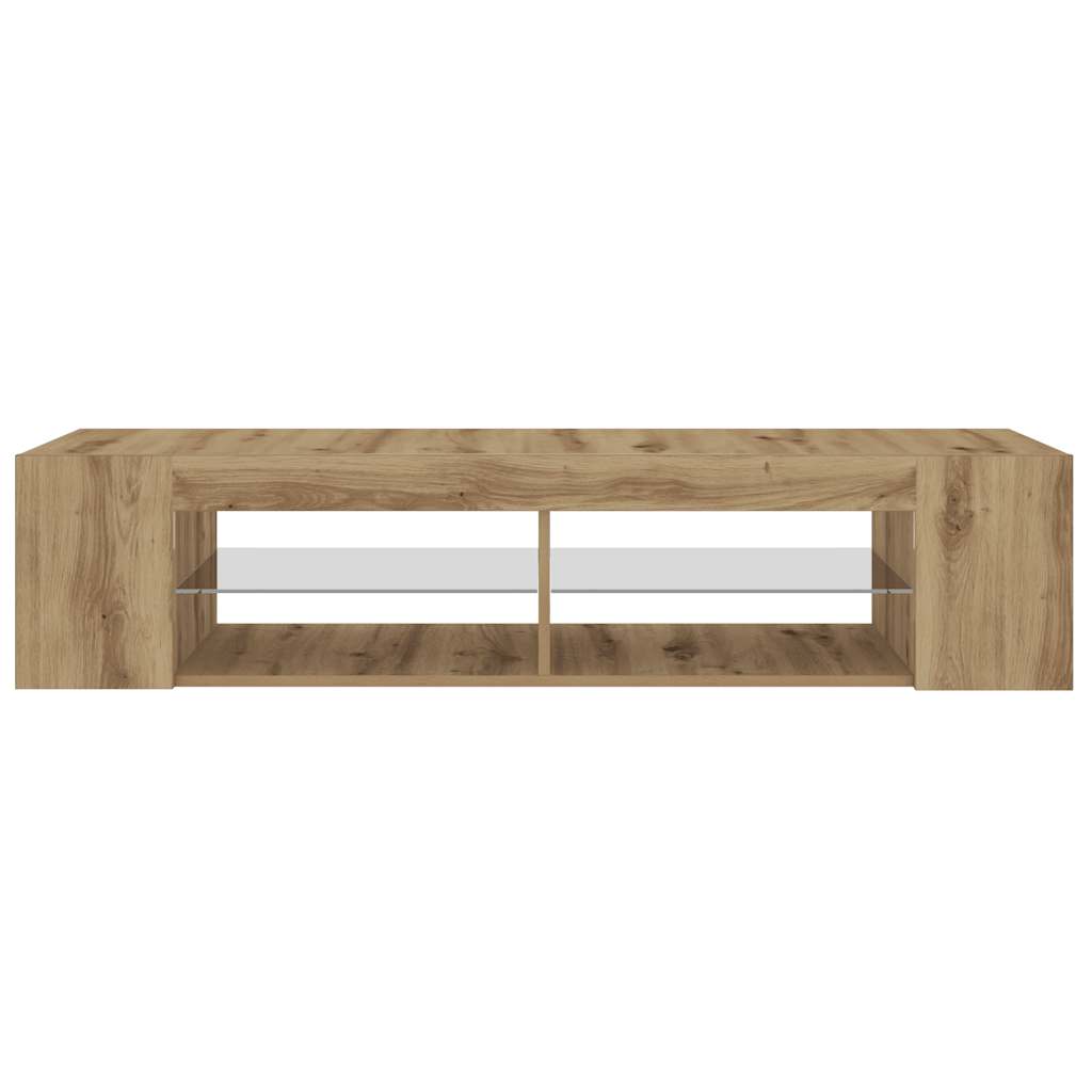 vidaXL Dulap TV cu LED stejar artizanal 135x39x30 cm lemn prelucrat