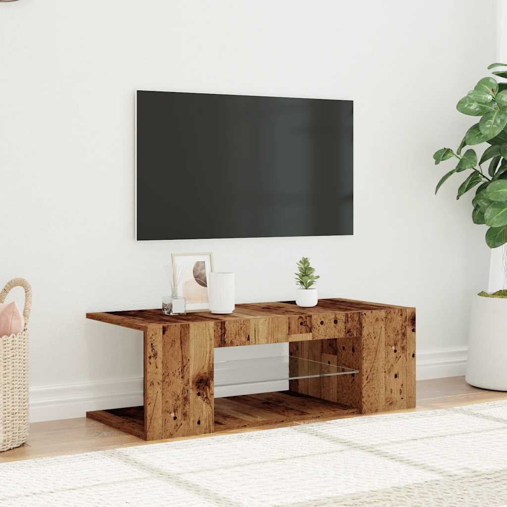 vidaXL Dulap TV cu lumini LED lemn vechi 90x39x30 cm lemn prelucrat vidaXL Dulap TV cu lumini LED lemn vechi 90x39x30 cm lemn prelucrat