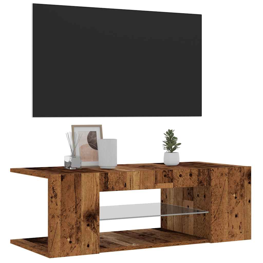 vidaXL Dulap TV cu lumini LED lemn vechi 90x39x30 cm lemn prelucrat vidaXL Dulap TV cu lumini LED lemn vechi 90x39x30 cm lemn prelucrat