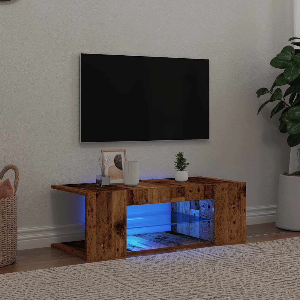vidaXL Dulap TV cu lumini LED lemn vechi 90x39x30 cm lemn prelucrat vidaXL Dulap TV cu lumini LED lemn vechi 90x39x30 cm lemn prelucrat