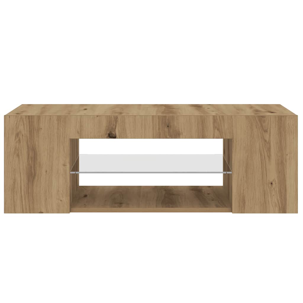 vidaXL Dulap TV cu LED stejar artizanal 90x39x30 cm lemn prelucrat