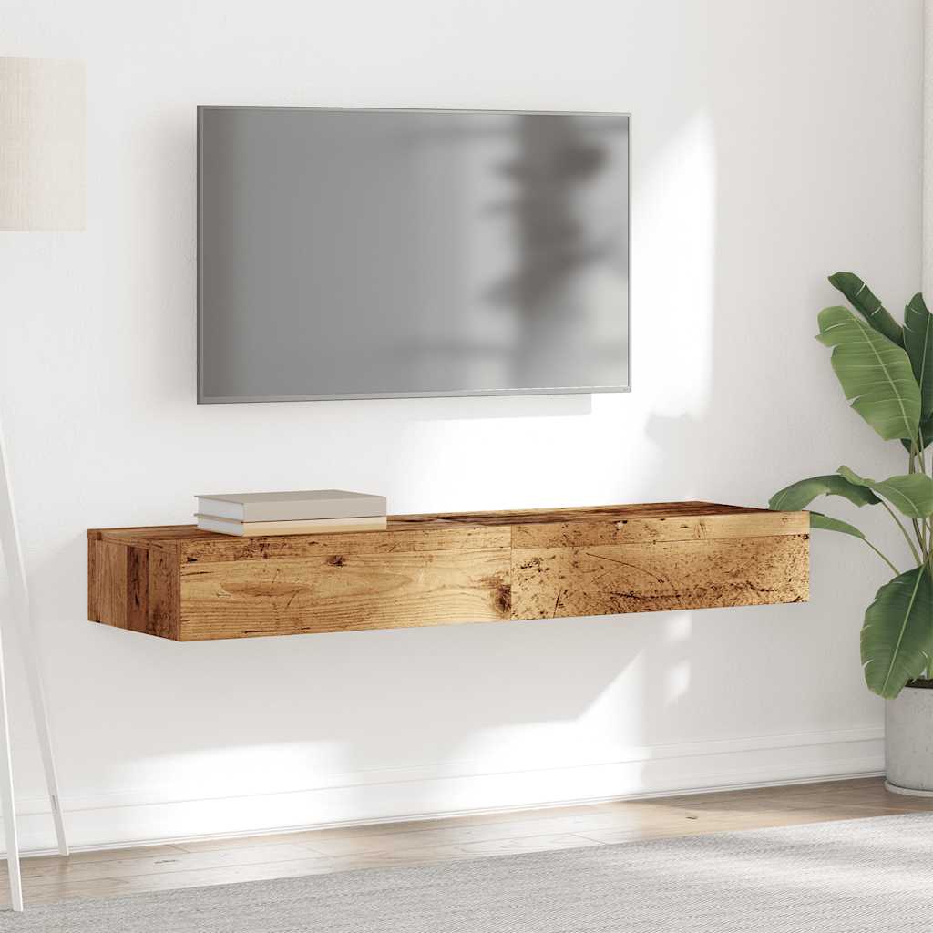vidaXL Dulapuri TV cu lumini LED, 2 buc., lemn vechi, 60x35x15,5 cm