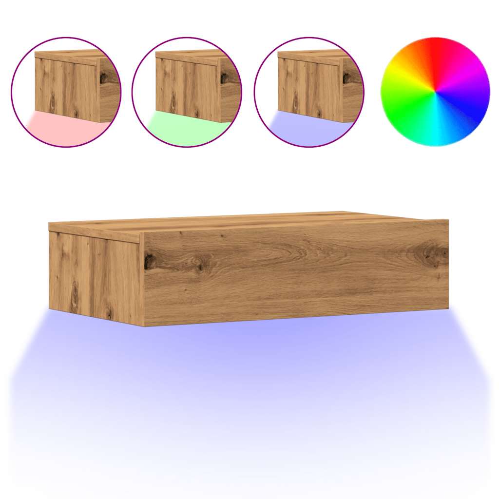vidaXL Comodă TV cu lumini LED, stejar artizanal, 60x35x15,5 cm