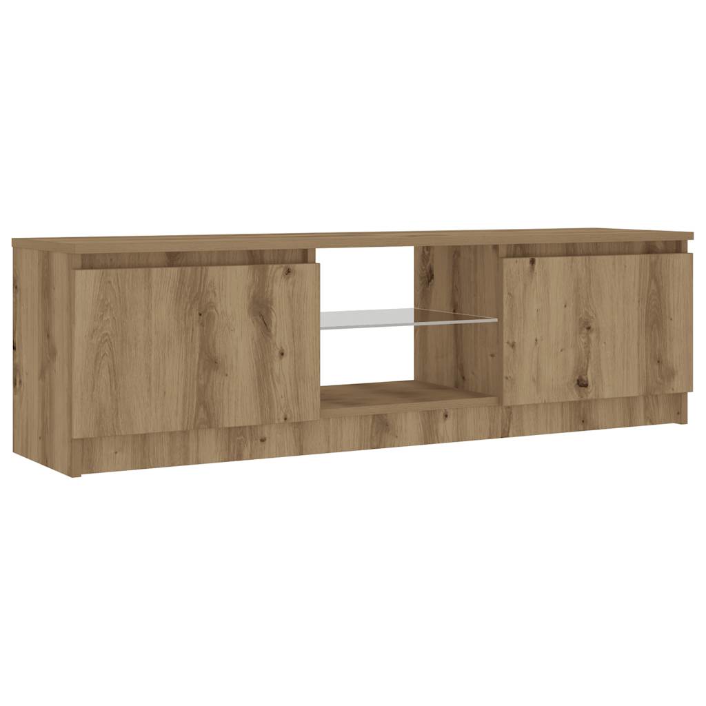 vidaXL Dulap TV cu LED stejar artizanal 120x30x36cm lemn prelucrat