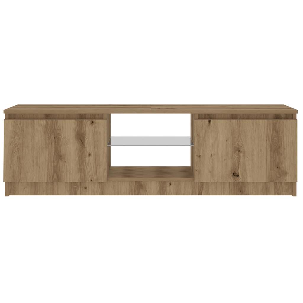 vidaXL Dulap TV cu LED stejar artizanal 120x30x36cm lemn prelucrat