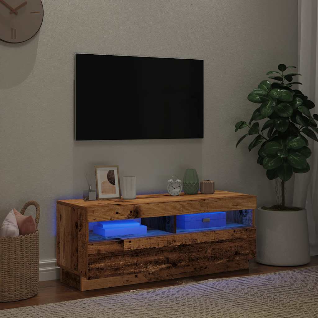 vidaXL Dulap TV cu lumini LED lemn vechi 100x35x40 cm lemn prelucrat vidaXL Dulap TV cu lumini LED lemn vechi 100x35x40 cm lemn prelucrat