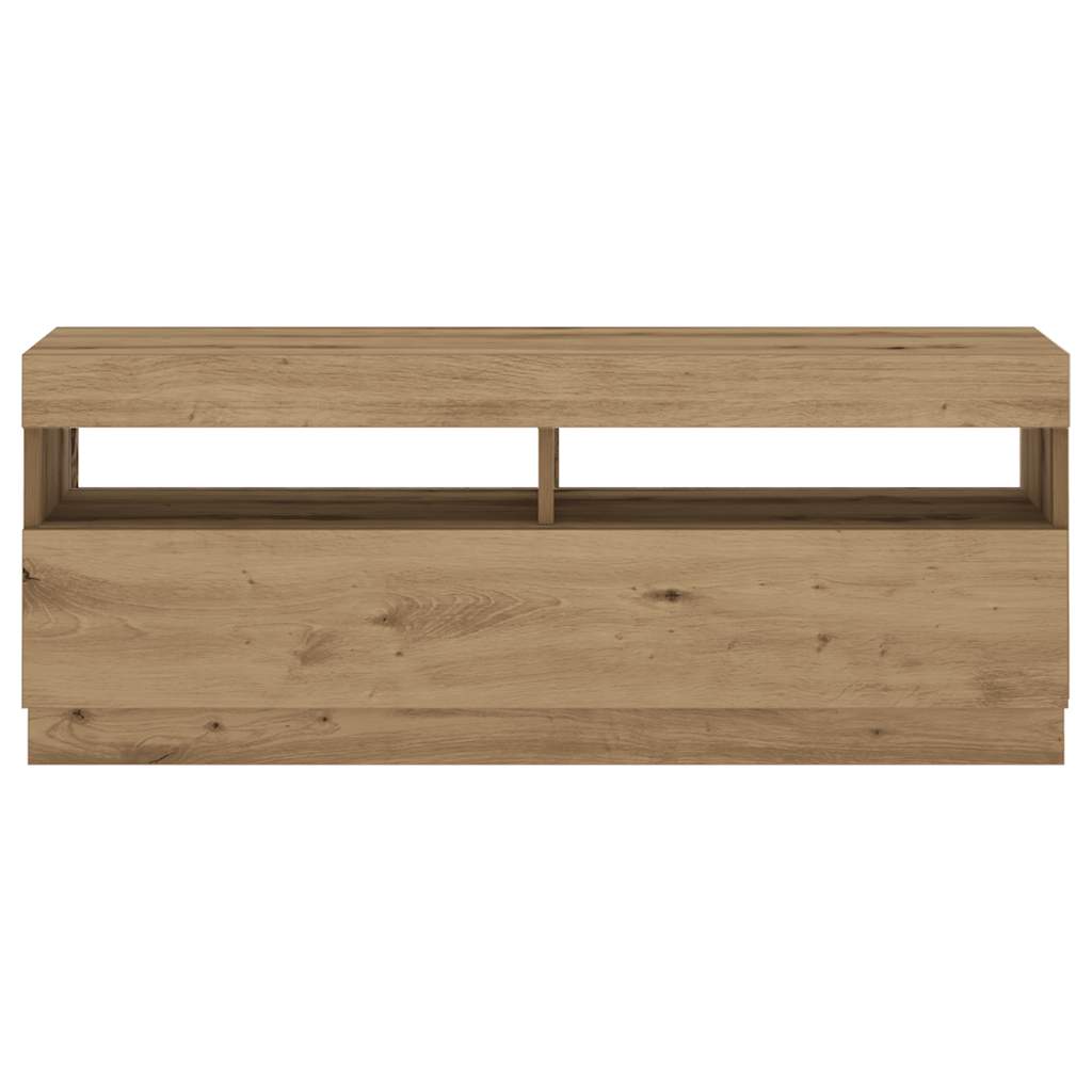 vidaXL Dulap TV lumini LED stejar artizanal 100x35x40cm lemn prelucrat
